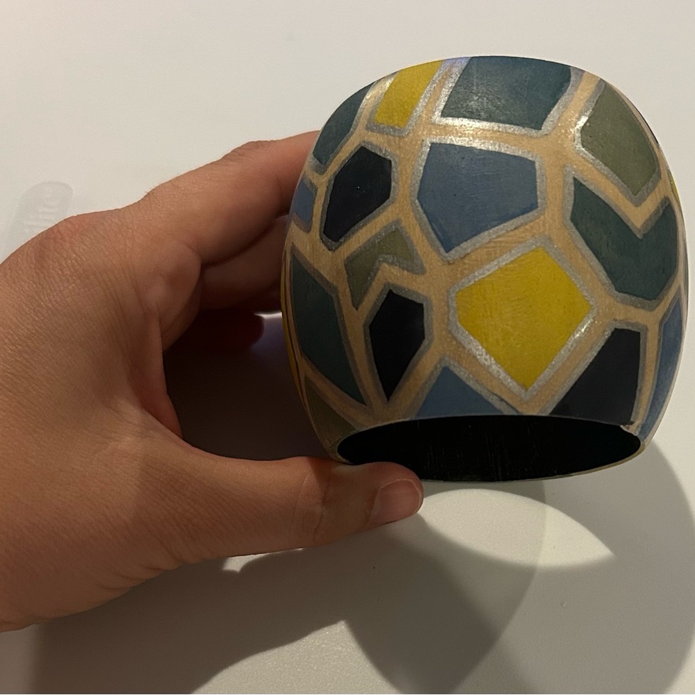 Geometric Patterned Wooden Bangle